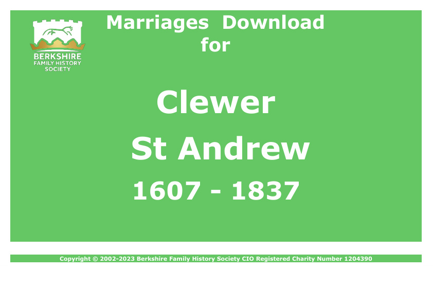 Clewer St Andrew Marriages 1607-1837 Download D1502