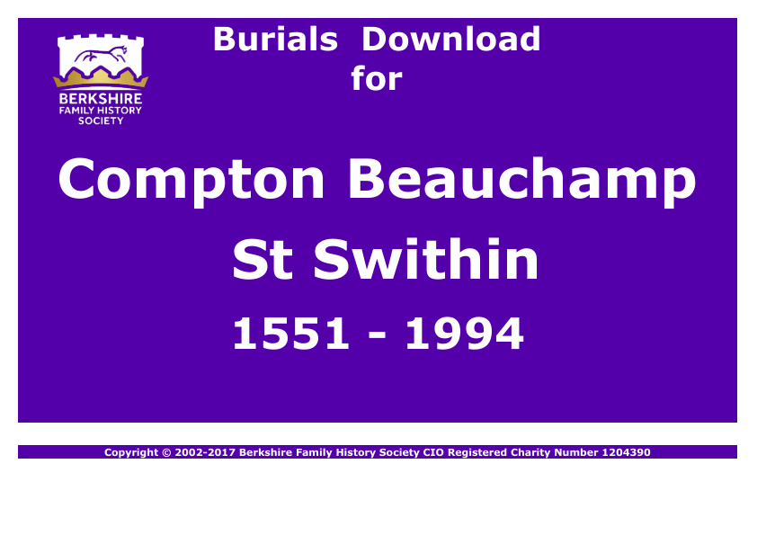 Compton Beauchamp St Swithin Burials 1551-1994 Download D1062