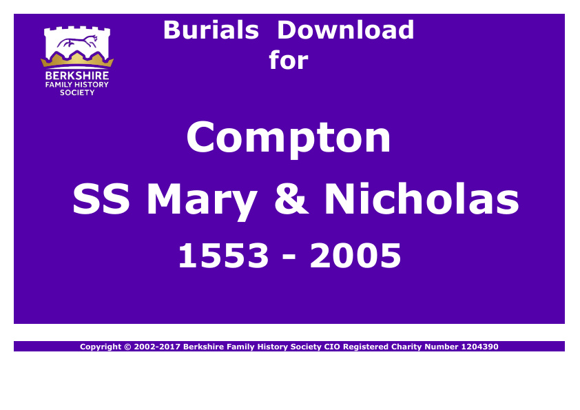 Compton St Mary & St Nicholas Burials 1553-2005 Download D1063