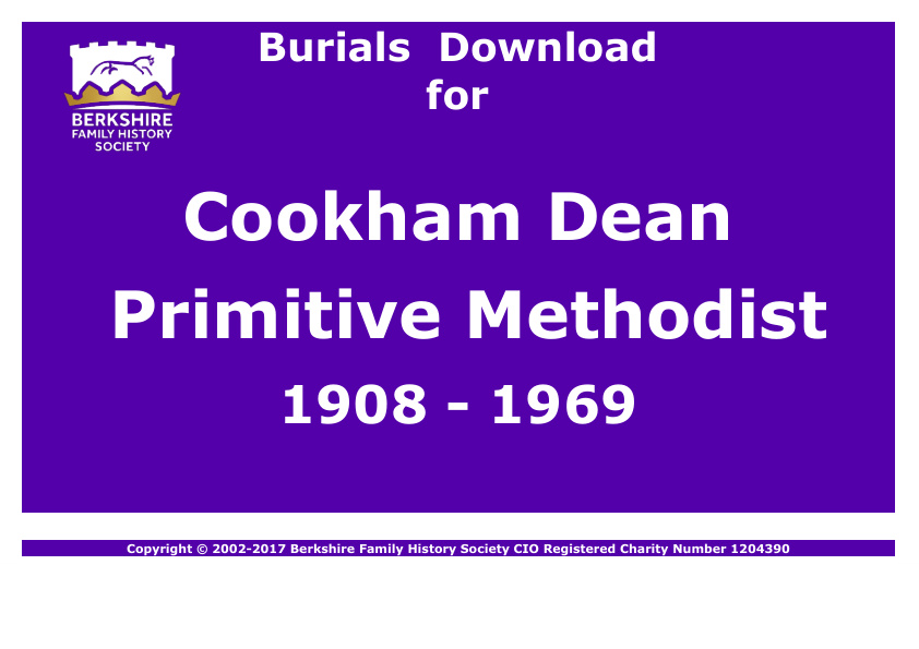 Cookham Dean Primitive Methodist Burials 1908-1969 Download D1064