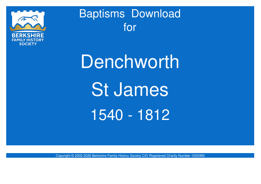 Denchworth St James Baptisms 1540-1812 Download D1919