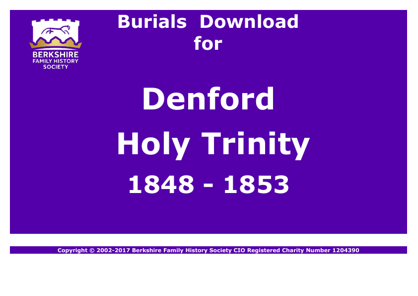 Denford Holy Trinity Burials 1848-1853 Download D1072