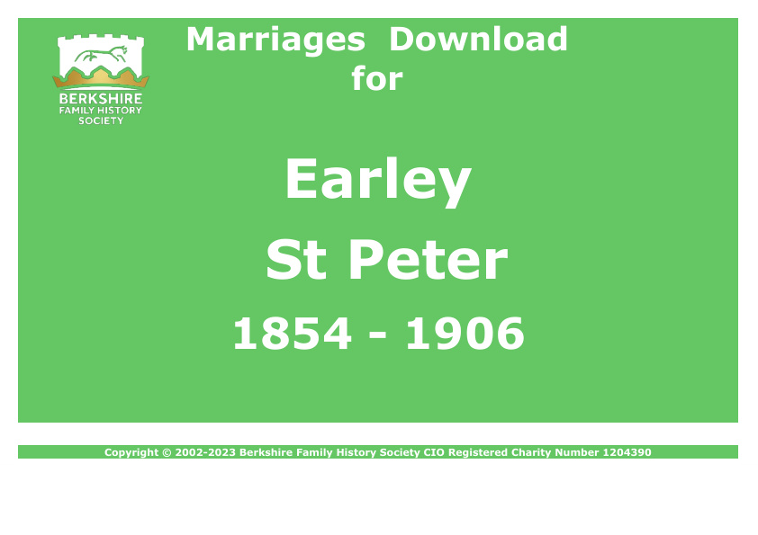 Earley St Peter Marriages 1854-1906 Download D1845