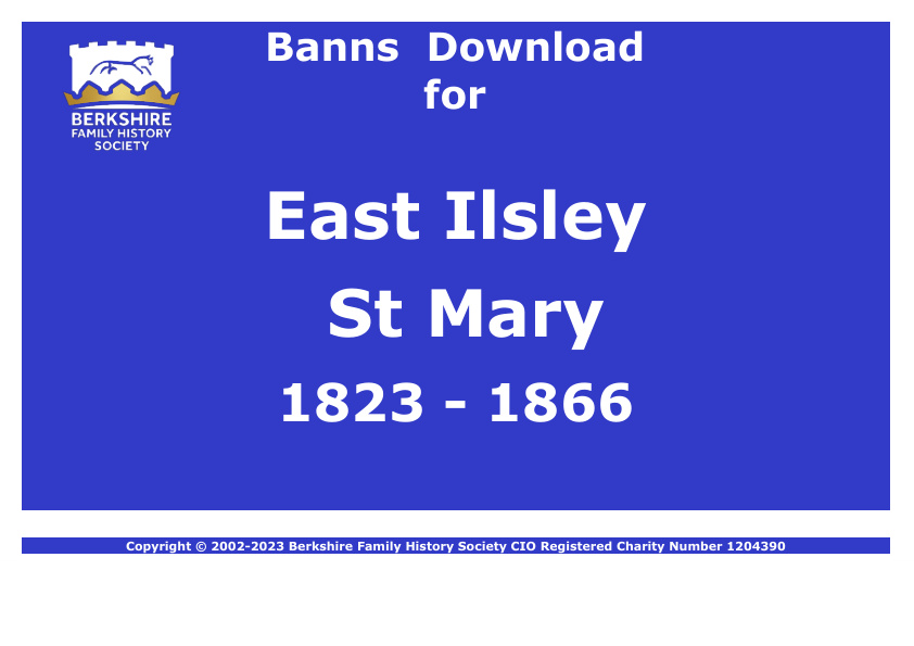 East Ilsley St Mary Banns 1823-1866 Download D1887
