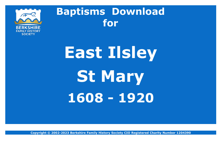 East Ilsley St Mary Baptisms 1608-1920 Download D1627