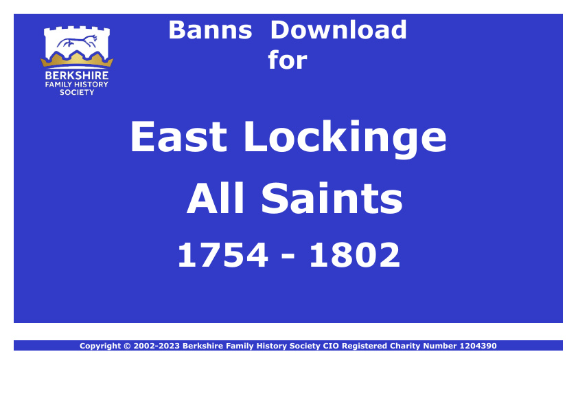 East Lockinge All Saints Banns 1754-1802 Download D1889