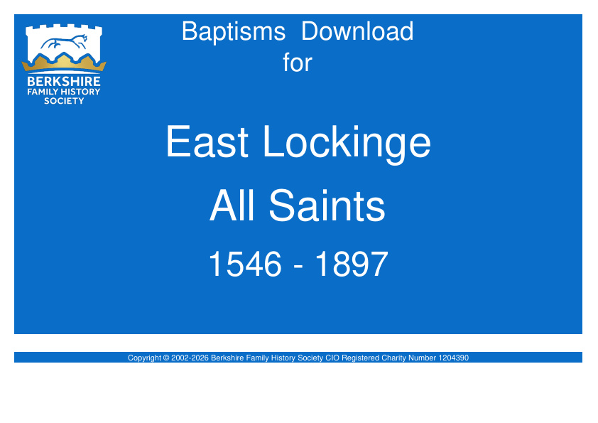 East Lockinge All Saints Baptisms 1546-1897 Download D1628
