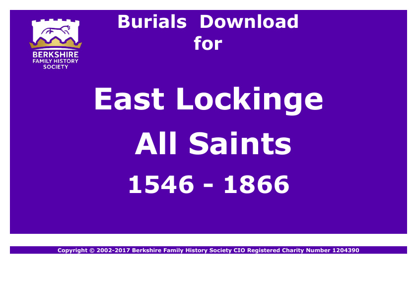 East Lockinge All Saints Burials 1546-1866 Download D1080