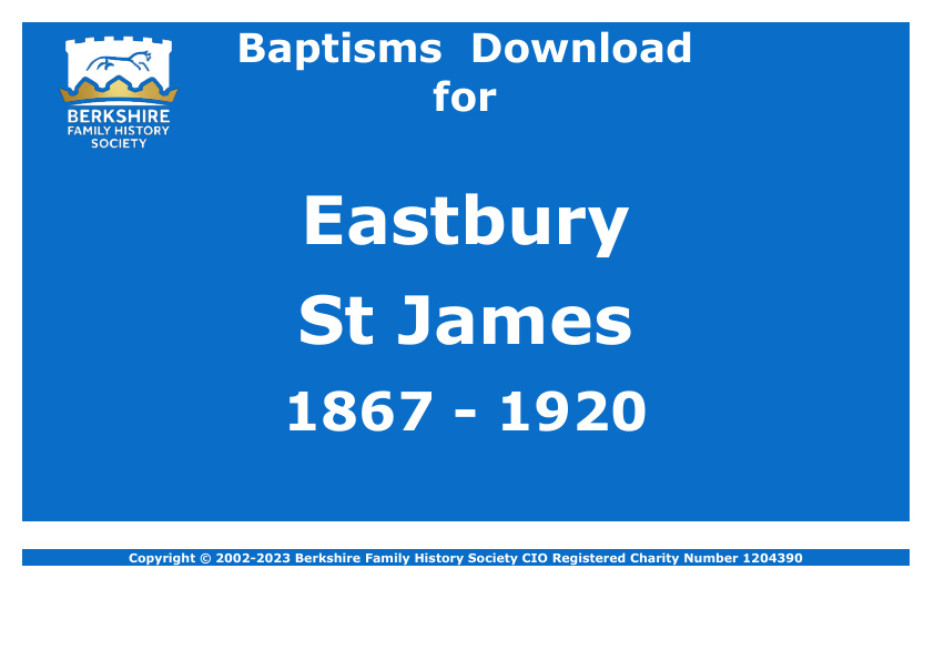 Eastbury St James Baptisms 1867-1920 Download D1630