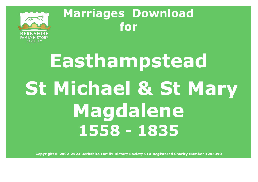 Easthampstead St Michael & St Mary Magdalene Marriages 1558-1835 Download D1516