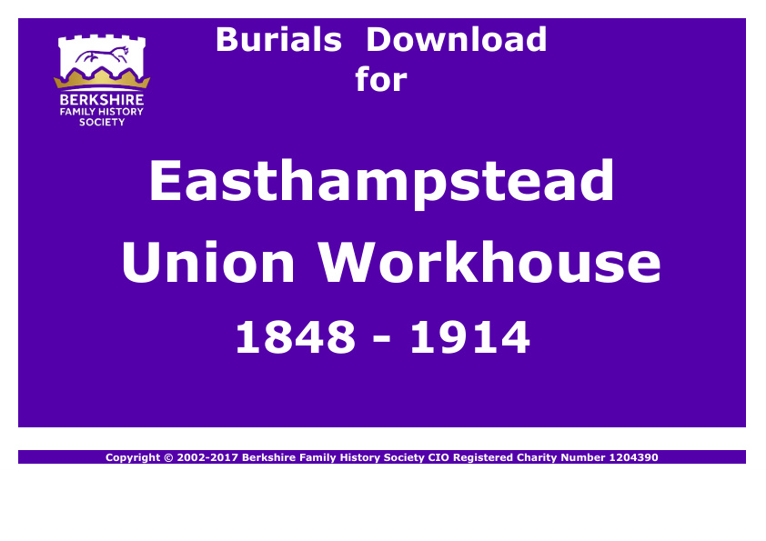 Easthampstead Union Workhouse Burials 1848-1914 Download D1808