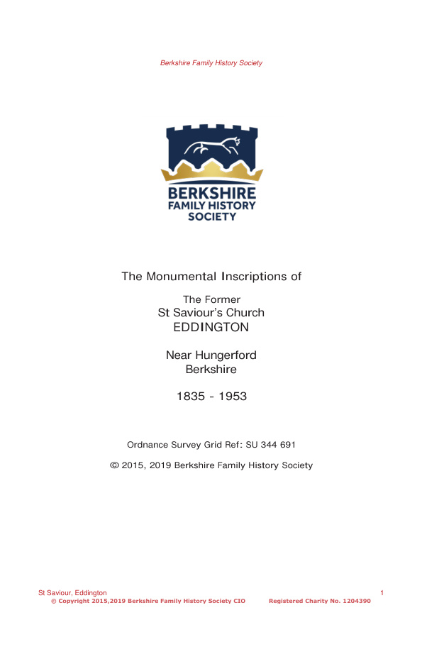 Eddington St Saviour MIs 1835-1953 Download D1407