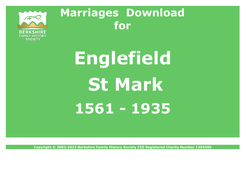Englefield St Mark Marriages 1561-1935 Download D1519