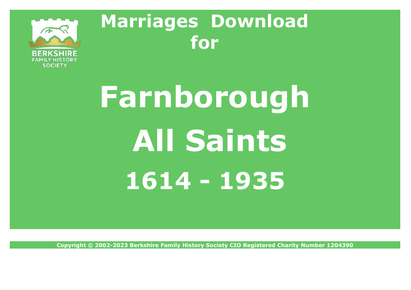 Farnborough All Saints Marriages 1614-1935 Download D1563