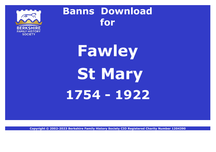 Fawley St Mary Banns 1754-1922 Download D1886
