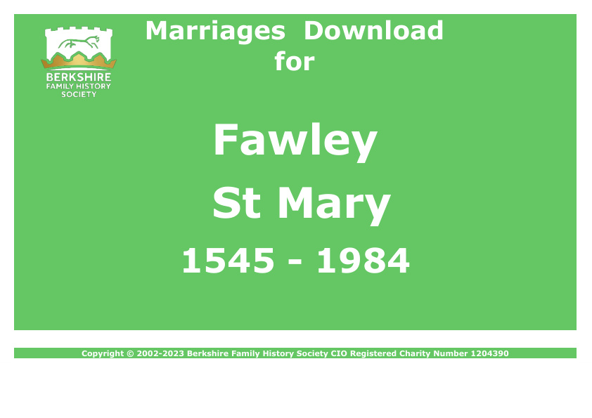 Fawley St Mary Marriages 1545-1984 Download D1564