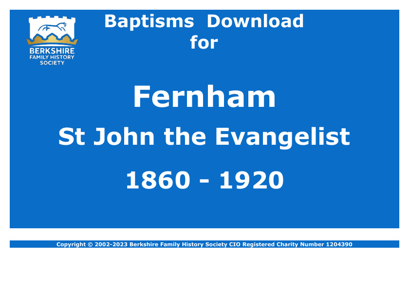 Fernham St John the Evangelist Baptisms 1860-1920 Download D1638