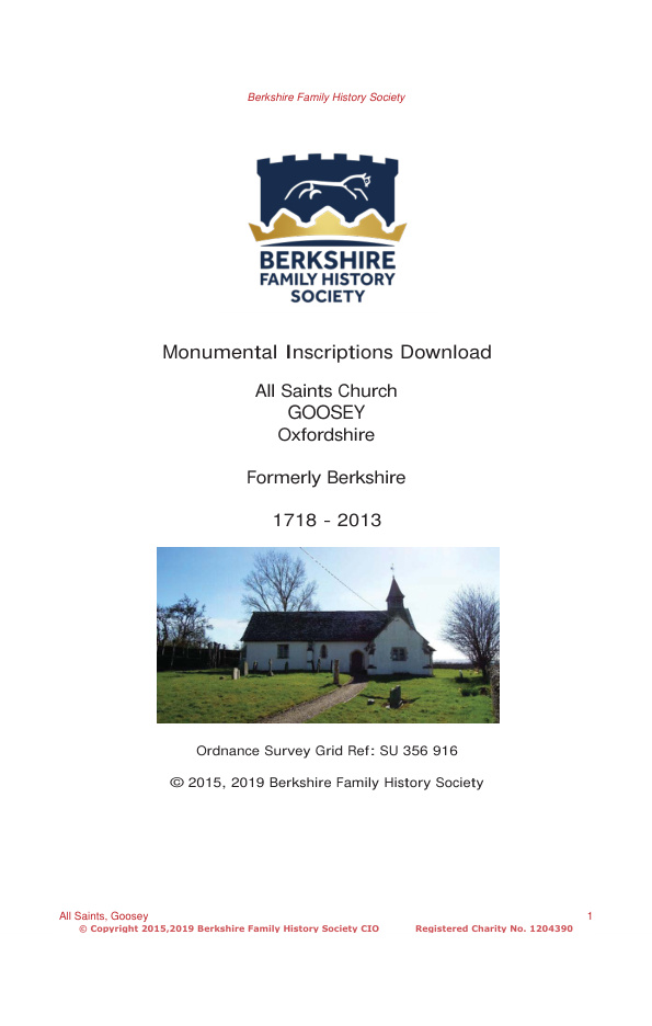Goosey All Saints MIs 1718-2013 Download D1409