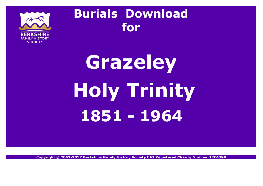 Grazeley Holy Trinity Burials 1851-1964 Download D1097