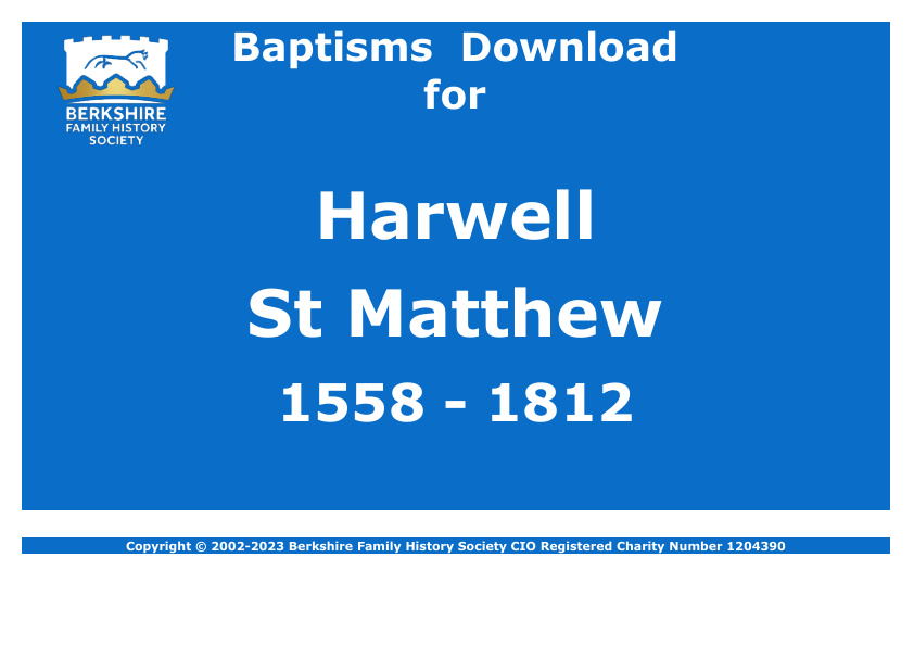 Harwell St Matthew Baptisms 1558-1812 Download D1643