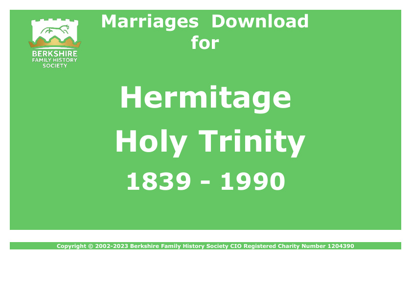 Hermitage Holy Trinity Marriages 1839-1990 Download D1849