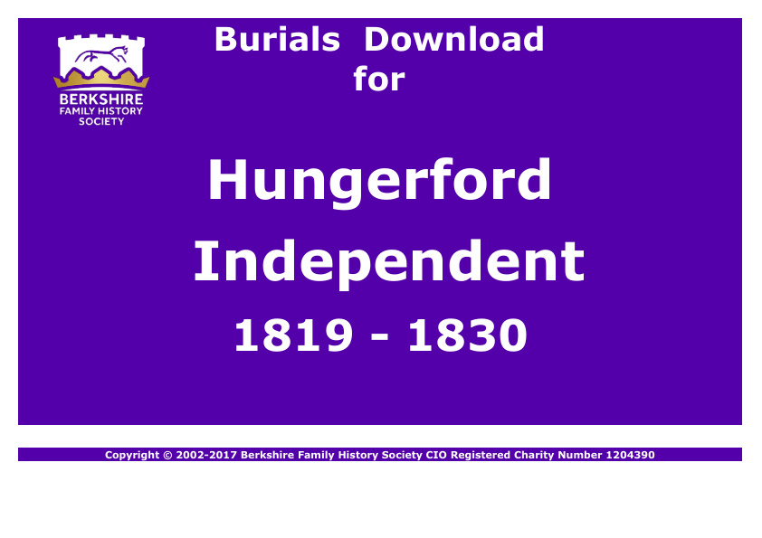 Hungerford Independent Burials 1819-1830 Download D1108
