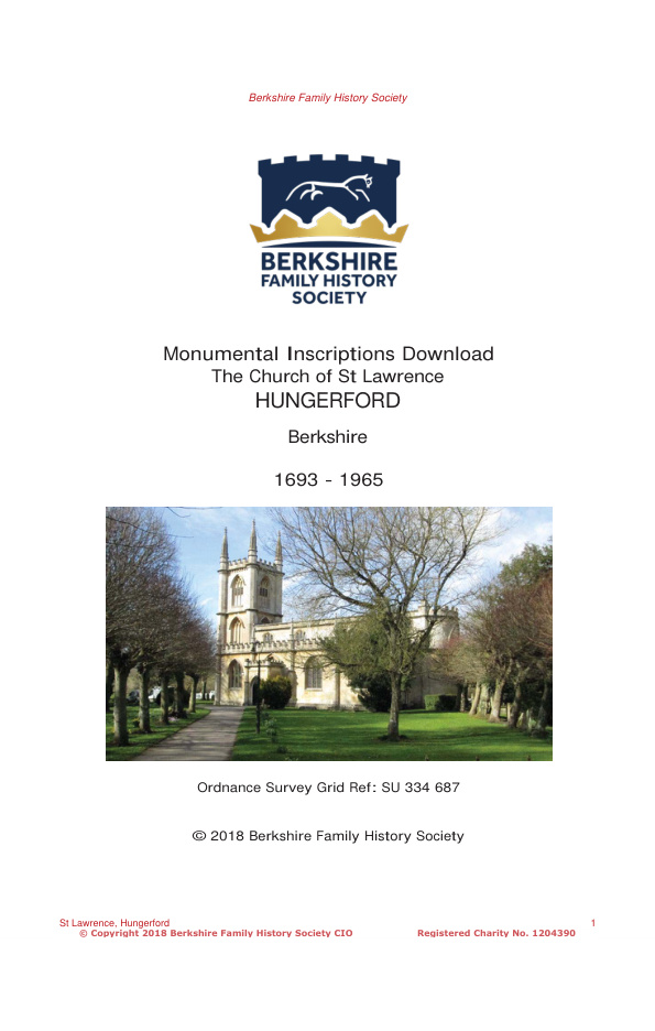 Hungerford St Lawrence MIs 1693-1965 Download D1413