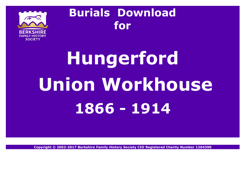 Hungerford Union Workhouse Burials 1866-1914 Download D1811
