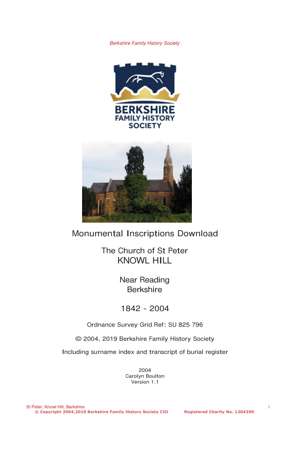Knowl Hill St Peter MIs 1842-2004 Download D1414