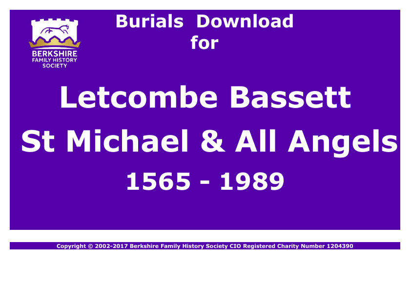 Letcombe Bassett St Michael & All Angels Burials 1565-1989 Download D1120