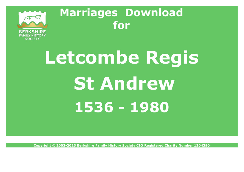 Letcombe Regis St Andrew Marriages 1536-1980 Download D1548