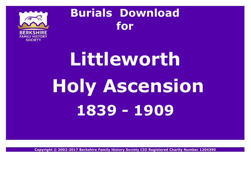 Littleworth Holy Ascension Burials 1839-1909 Download D1124