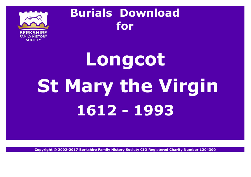 Longcot St Mary the Virgin Burials 1612-1993 Download D1126