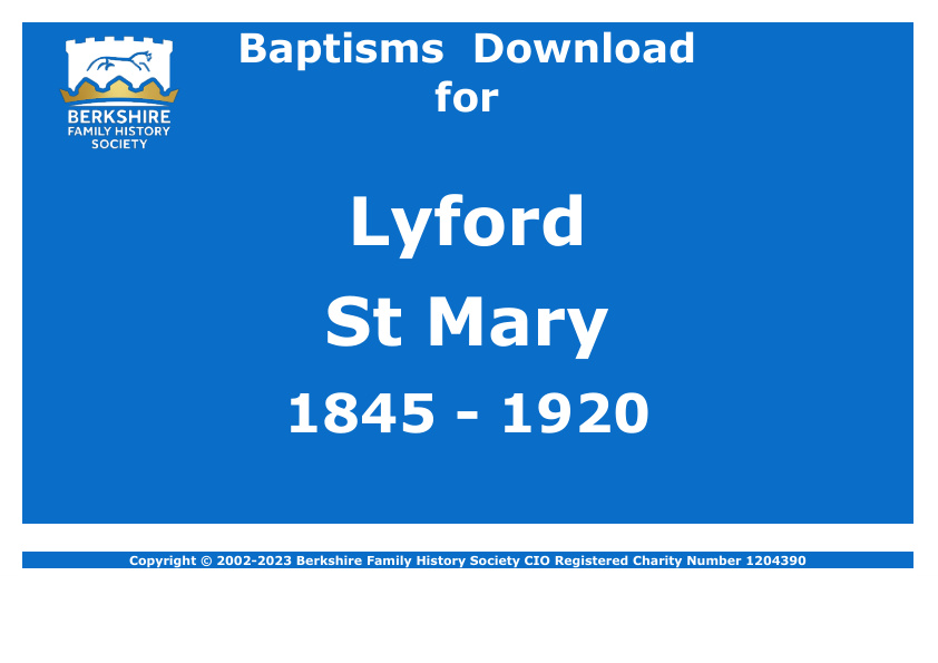 Lyford St Mary Baptisms 1845-1920 Download D1656