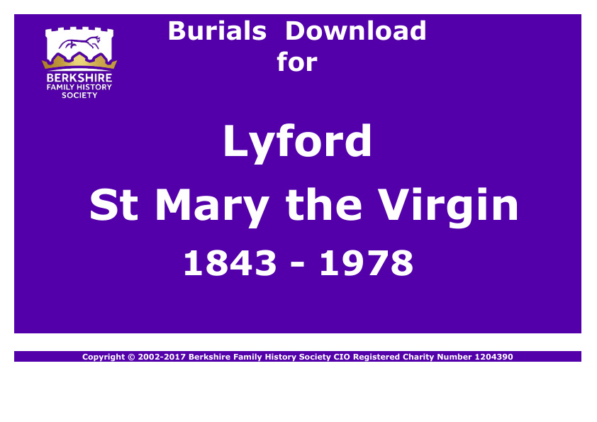 Lyford St Mary Burials 1843-1978 Download D1128