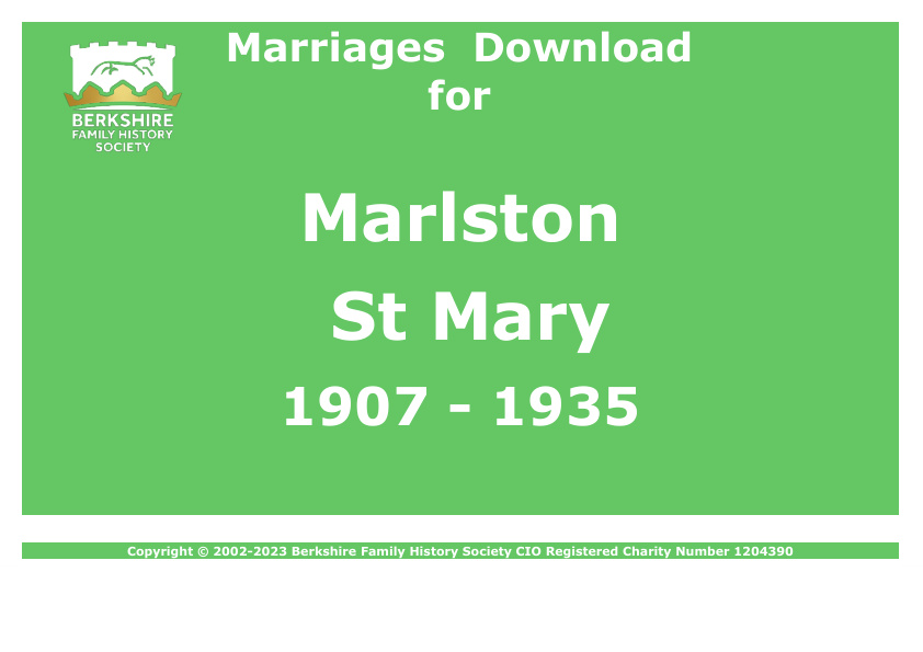 Marlston St Mary Marriages 1907-1935 Download D1553