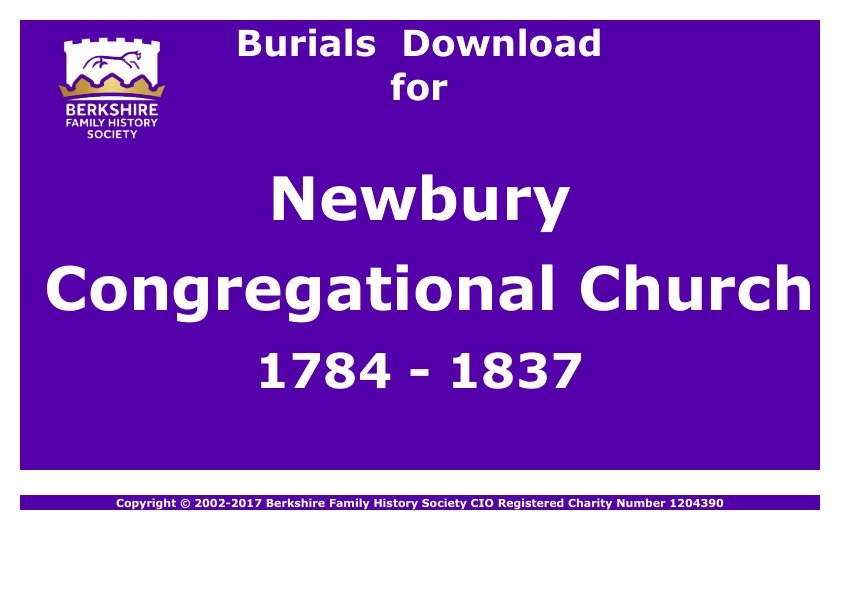 Newbury Congregational Church Burials 1784-1837 Download D1146