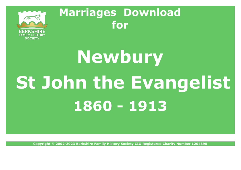 Newbury St John the Evangelist Marriages 1860-1913 Download D1174