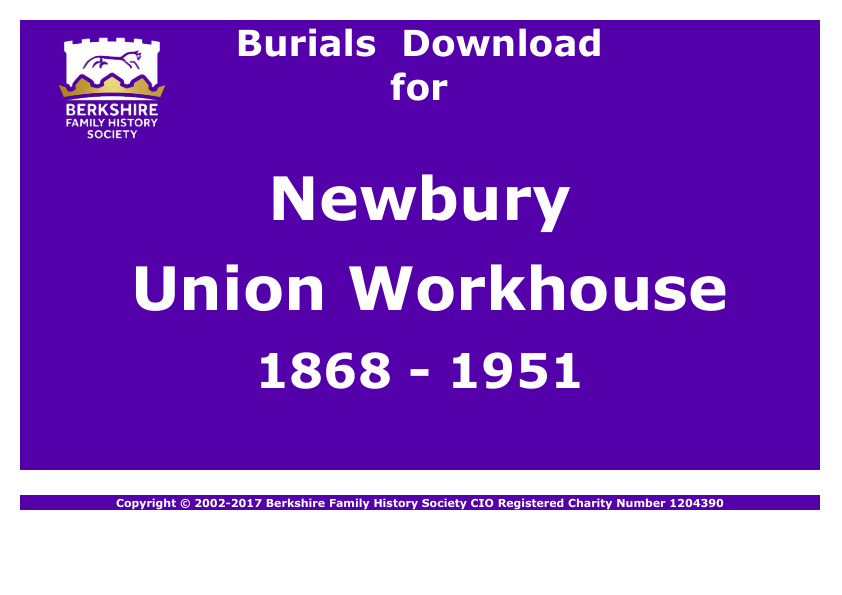 Newbury Union Workhouse Burials 1868-1951 Download D1815