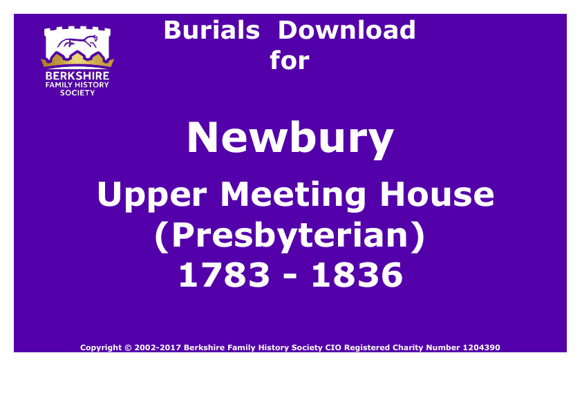 Newbury Upper Meeting House Presbyterian Burials 1783-1836 Download D1153