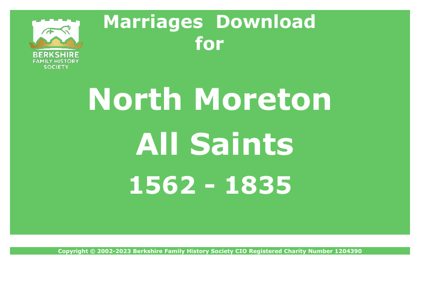 North Moreton All Saints Marriages 1562-1835 Download D1556