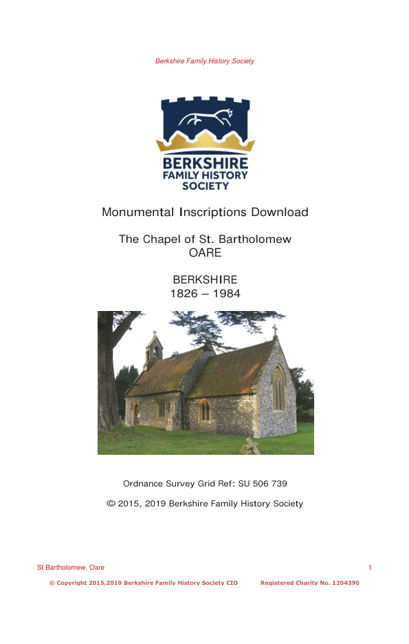 Oare St Bartholomew MIs 1826-1984 Download D1422