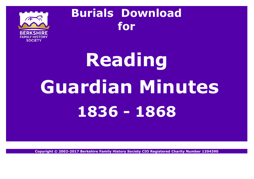 Reading Guardian Minutes Burials 1836-1868 Download D1816