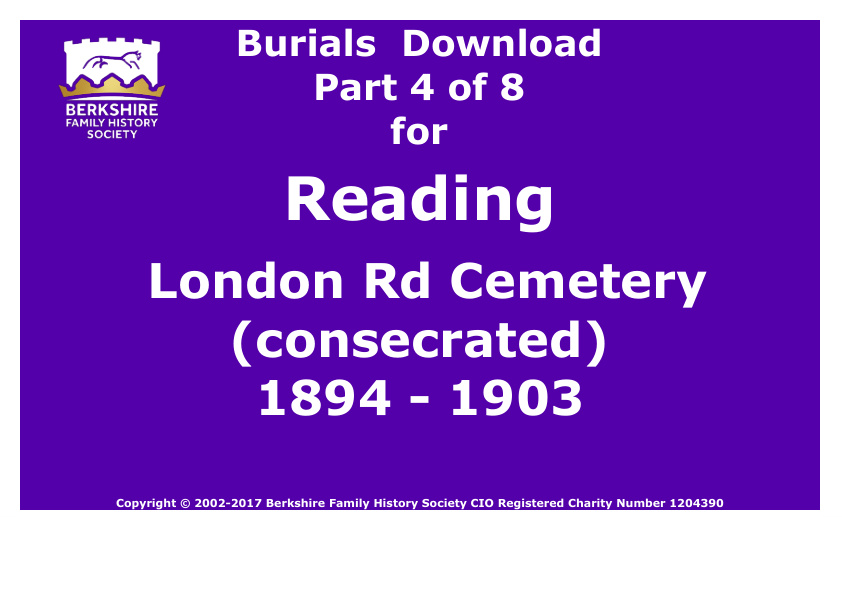 Reading London Rd Cemetery consecrated Burials 1894-1903 Download D1318 Part 4 of 8