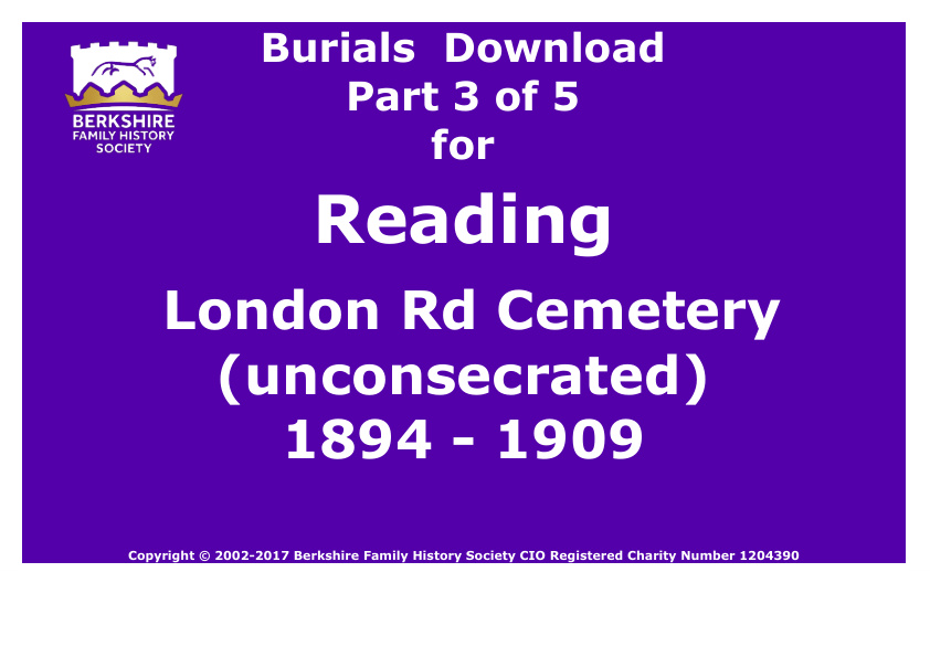 Reading London Rd Cemetery unconsecrated Burials 1894-1909 Download D1325 Part 3 of 5