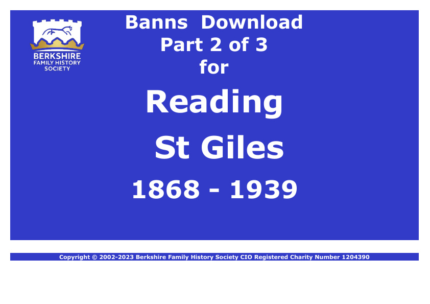 Reading St Giles Banns 1868-1939 Download D1896 Part 2 of 3