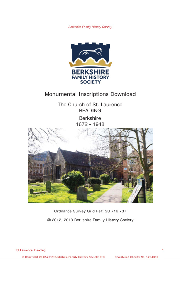 Reading St Laurence MIs 1672-1948 Download D1423