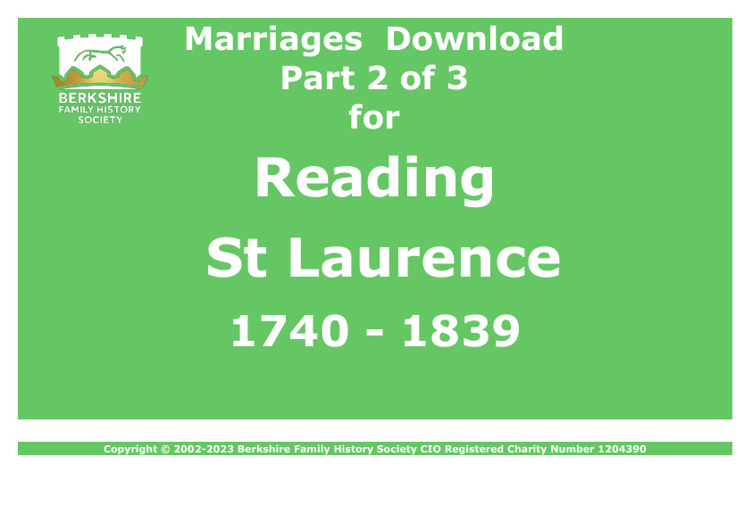 Reading St Laurence Marriages 1740-1839 Download D1571 Part 2 of 3