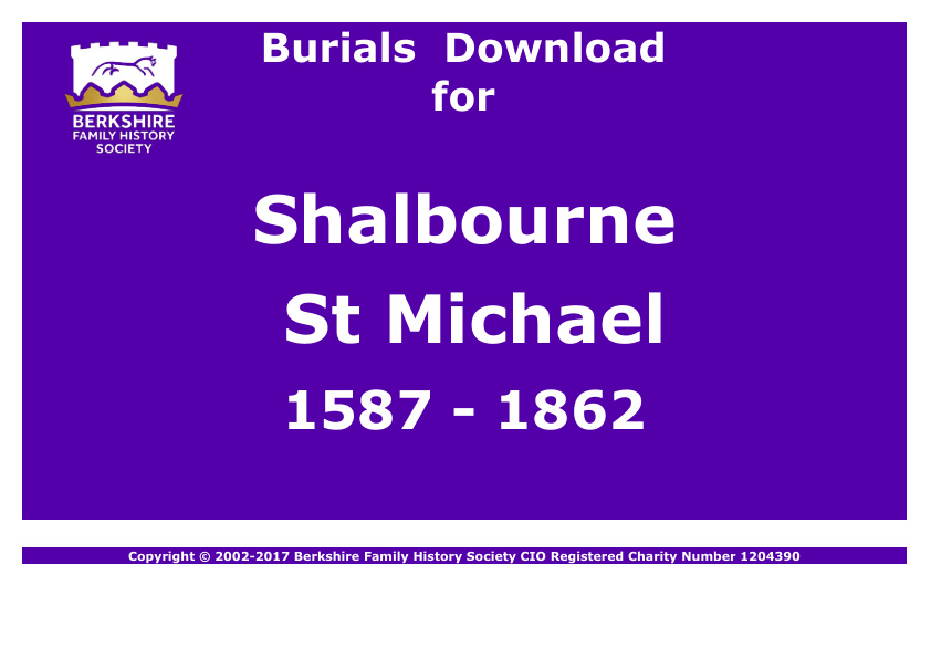 Shalbourne St Michael Burials 1587-1862 Download D1185