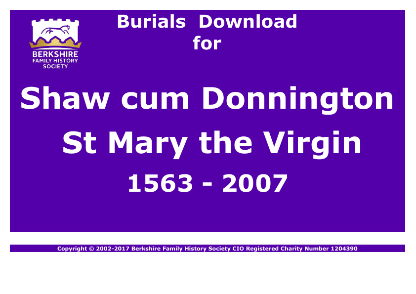 Shaw cum Donnington St Mary Burials 1563-2007 Download D1186